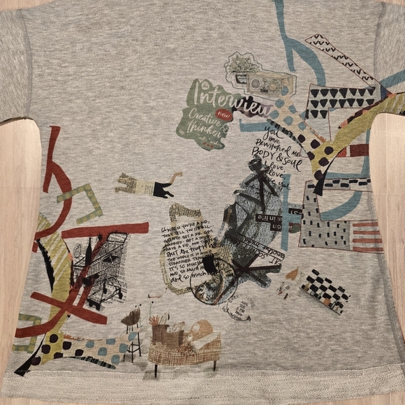 INOAH Cowl Neck Career Art Sweatshirt Size Medium 3/4 Bell Sleeve Grey. - Picture 5 of 10